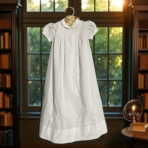 VTG Infant Christening Gown White Dress & Slip Baptism Day Embroidered Pin Tucks